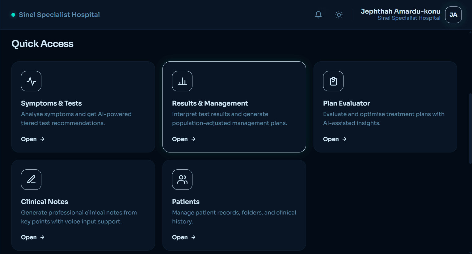 GraitCare dashboard interface showing patient management and clinical tools